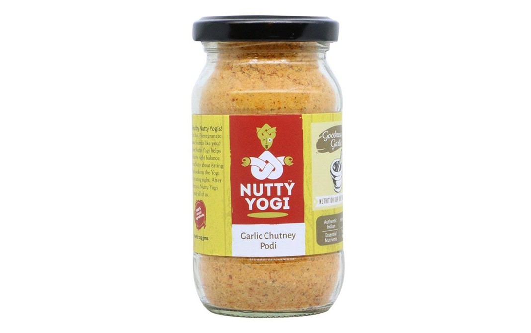 Nutty Yogi Garlic Chutney Podi   Glass Jar  125 grams